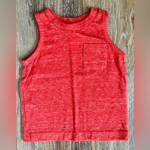 Okie Dokie Boy Crewneck Pocket Tank Top - Heather Red - Size 12 Months
